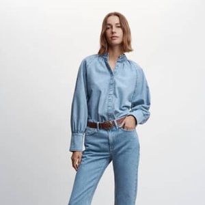 MANGO Women's Puffed sleeves Denim Shirt